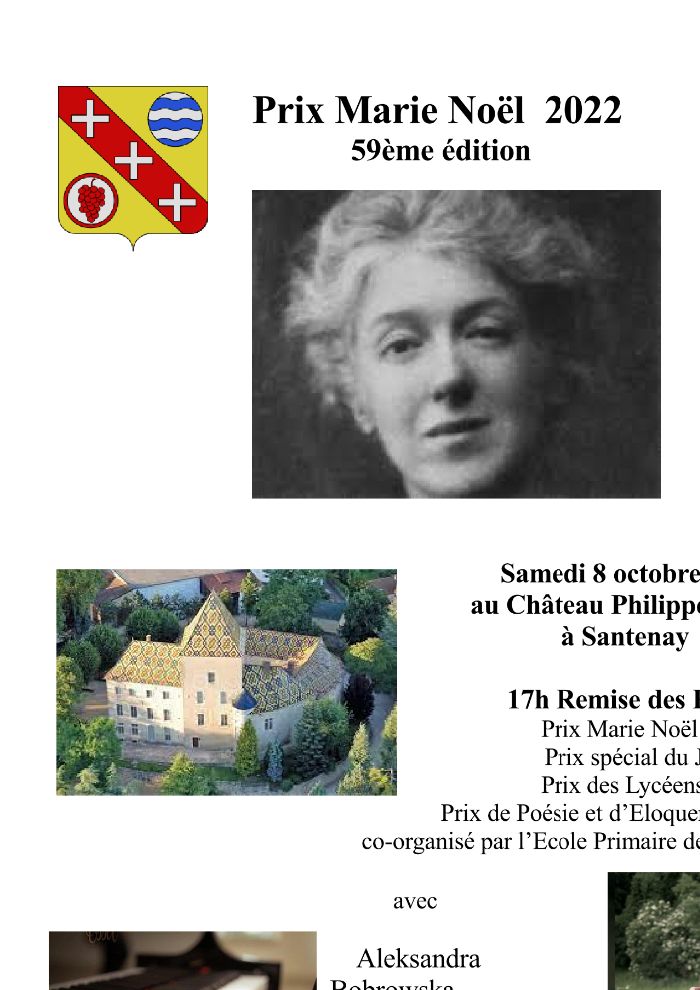 Programme du prix MARIE NOEL 2022